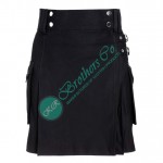 Ladies Black Utility Kilt Skirt